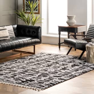 Textured Abstract Tasseled Rug secondary image