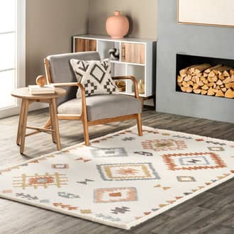 Beige Blanche Peyton Aztec Fringed rug - Contemporary Rectangle 8' x 10'