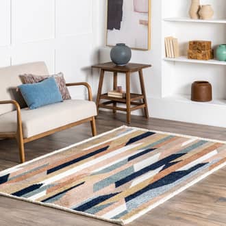 Blue Blanche Judith Modern Stripes rug - Contemporary Rectangle 6' 7in x 9'