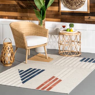 Blue Casa Linda Reesa Geometric Indoor/Outdoor rug - Geometric Rectangle 4' x 6'