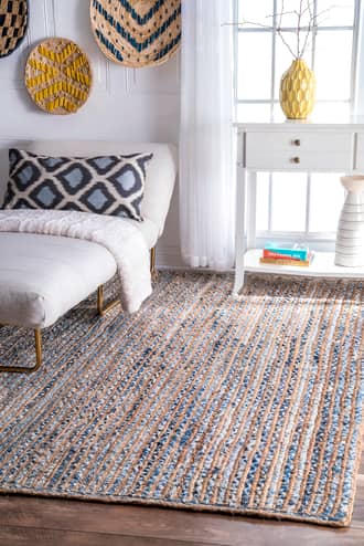 Hand Braided Jute And Denim Striped Rug secondary image
