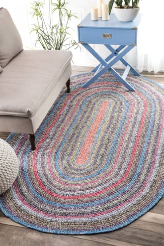 Multi Chindi Braided Rings rug - Bohemian Oval 3' x 5'