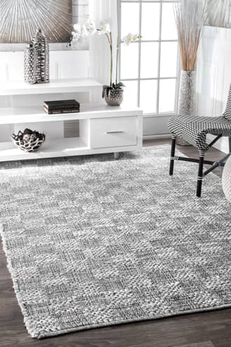 Ivory Chindi Braided Checkerboard rug - Casuals Rectangle 7' 6in x 9' 6in