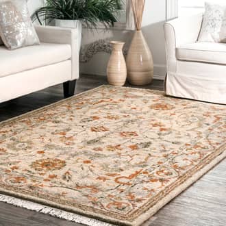 Beige Tikal Framed Floral Orchard rug