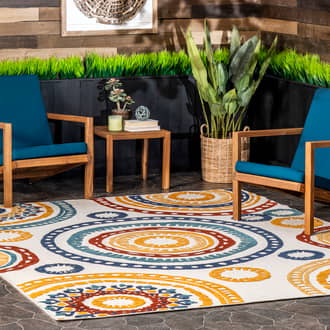 Multi Solaris Coral Globe Indoor-Outdoor rug - Bohemian Rectangle 7' 6in x 9' 6in