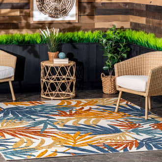 Multi Solaris Kristin Leaves Indoor-Outdoor rug - Contemporary Rectangle 7' 6in x 9' 6in