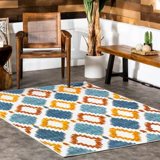 Blue Solaris Delanie Trellis Indoor/Outdoor rug - Contemporary Rectangle 5' x 8'