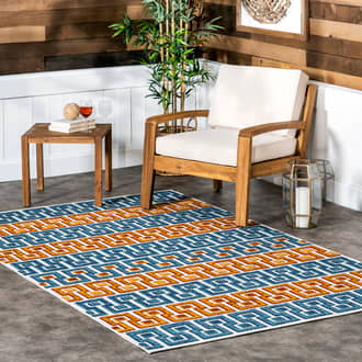 Blue Solaris Mercer Banded Indoor/Outdoor rug - Outdoor Rectangle 7' 6in x 9' 6in