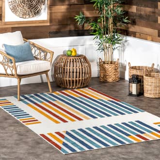 Blue Solaris Estelle Modern Stripes Indoor/Outdoor rug - Contemporary Rectangle 5' x 8'