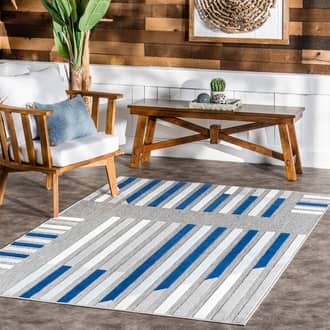 Light Gray Solaris Estelle Modern Stripes Indoor/Outdoor rug - Contemporary Rectangle 7' 6in x 9' 6in