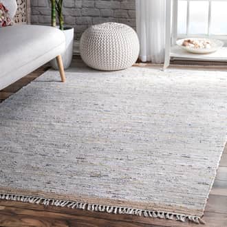Beige Monaco Solid Chindi Tassel rug
