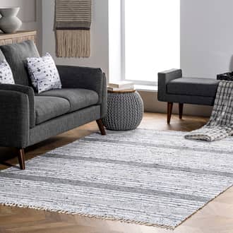 Flatwoven Mottled Stripes with Tassels Rug secondary image
