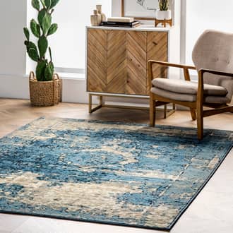 Blue Tracce Distressed Foggy Medallion rug - Traditional Rectangle 2' x 3'