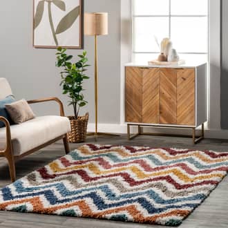 Beige Sky Haze Dayana Chevron Shag rug - Casuals Rectangle 5' x 7' 6in