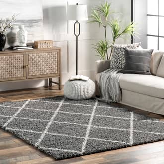 Gray Bermuda Easy Shag Lattice rug - Geometric Rectangle 9' x 12'
