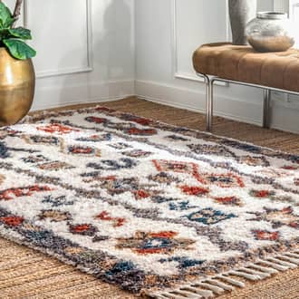 6' 7" x 9' Moroccan Tribal Shag With Tassels Rug secondary image