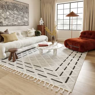 Beige Ederra Vania Crosshatch Textured rug - Traditional Rectangle 5' 3in x 7' 6in
