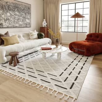 Light Gray Arvin Olano x Ventana Crosshatch Textured rug - Traditional Rectangle 5' 3in x 7' 6in