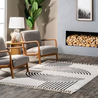Black Ederra Gracey Striped Retro rug - Transitional Rectangle 5' 3in x 7' 6in