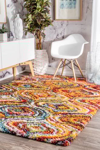 Multi Moroccan Plus Expo Shag Curvy Trellis rug