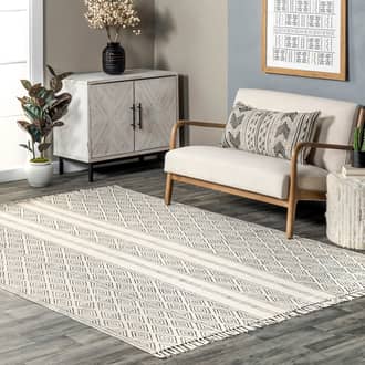 Off White Chembra Striped Diamond rug - Contemporary Rectangle 8' 6in x 11' 6in