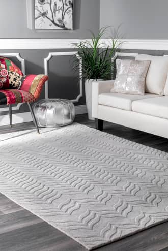 Gray Monochrome Carved Chevron rug