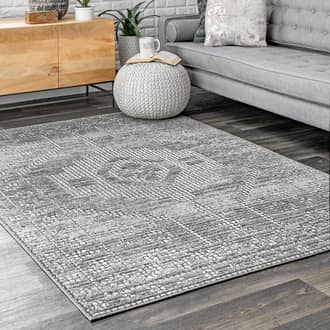 Gray Primavera Pebbled Medallion rug - Transitional Rectangle 6' 7in x 9'