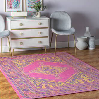 Pink Seasoned Bordered Herati Medallion rug