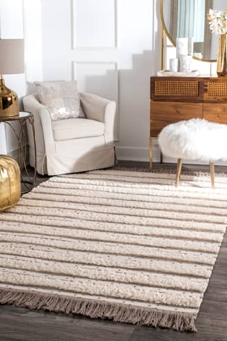 Sequined Solid Stripes Rug secondary image