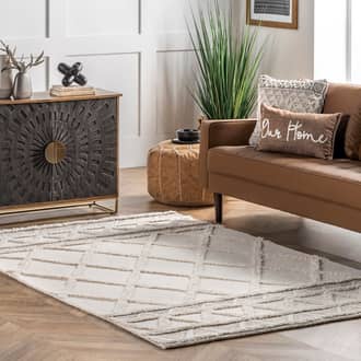 Ivory Savanna Everly Wool Trellis rug - Contemporary Rectangle 4' x 6'