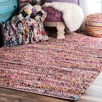 Pink Misto Braided Chindi Striped rug