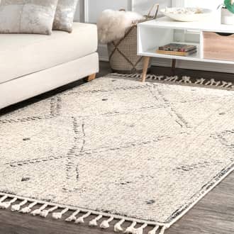 Ivory Opell Moroccan Trellis Tassel rug - Contemporary Square 8'