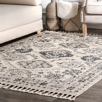 Ivory Opell Persian Braided Tassel rug - Transitional Rectangle 4' x 6'