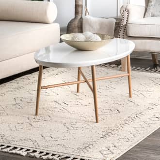 Ivory Opell Moroccan Diamonds Tassel rug - Contemporary Square 6'