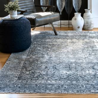 Dark Blue Ecstatica Cloaked Rosette rug - Traditional Rectangle 6' x 9' 6in