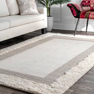 Beige Stratos Shaggy Border rug - Casuals Rectangle 7' 6in x 9' 6in