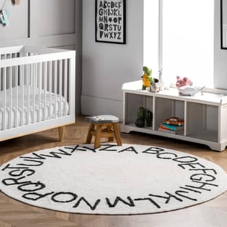 Ivory Readington Alphabet Nursery Washable rug - Kids Rectangle 4' x 6'