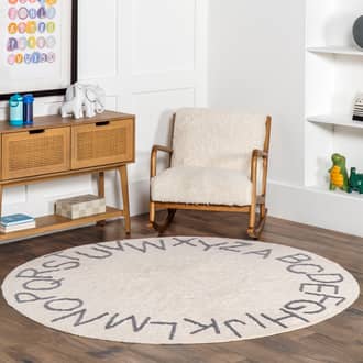 Gray Readington Alphabet Nursery Washable rug - Kids Round 4'