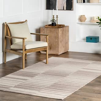Beige Vata Delfina Cotton Striped rug - Contemporary Rectangle 8' x 10'