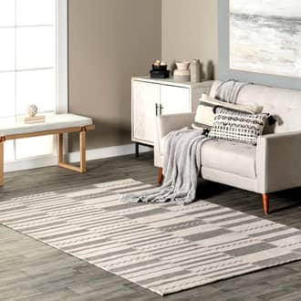 Dark Gray Vata Fia Cotton Banded rug - Contemporary Rectangle 5' x 8'