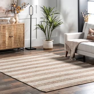 Off White Responsibly Handcrafted Jute And Denim Even Stripes rug - Farmhouse Rectangle 7' 6in x 9' 6in