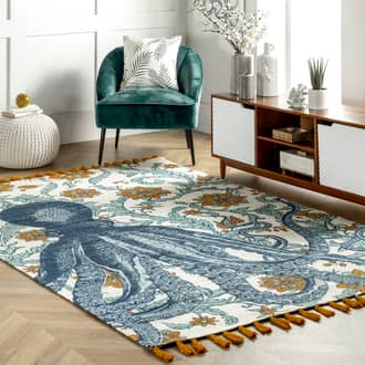 8' 6" x 11' 6" Flatweave Cotton Giant Octopus Rug secondary image