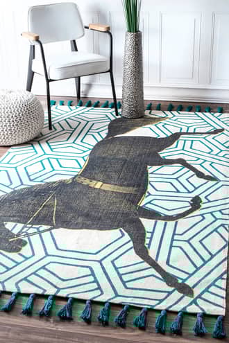 Green Thomas Paul Printed Majestic Mare Tassel rug