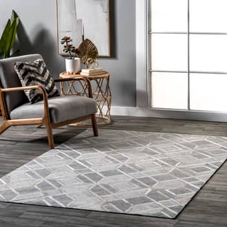Gray Mandovi Eleanor Leather Geometric Tiles rug - Casuals Rectangle 5' x 8'