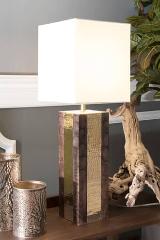 25-Inch Jasmine Wood Brass Table Lamp secondary image