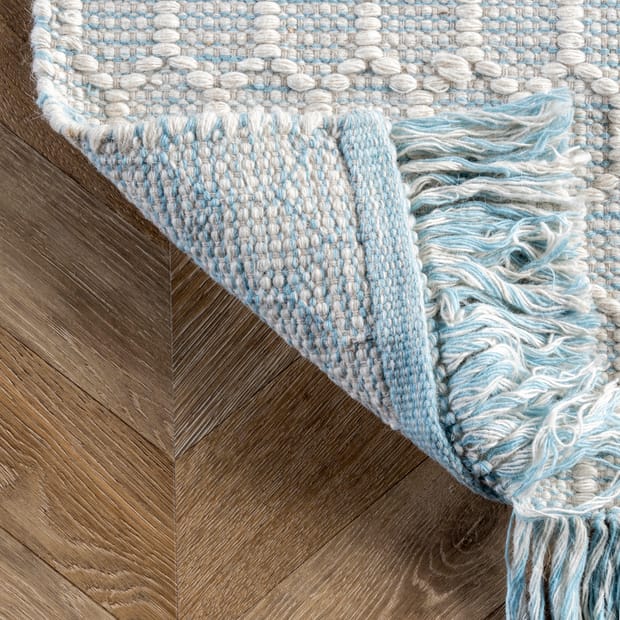 Asteria Hive Fringed Baby Blue Rug