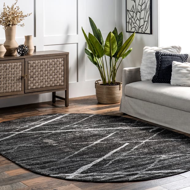 Granite Broken Lattice Dark Gray Rug