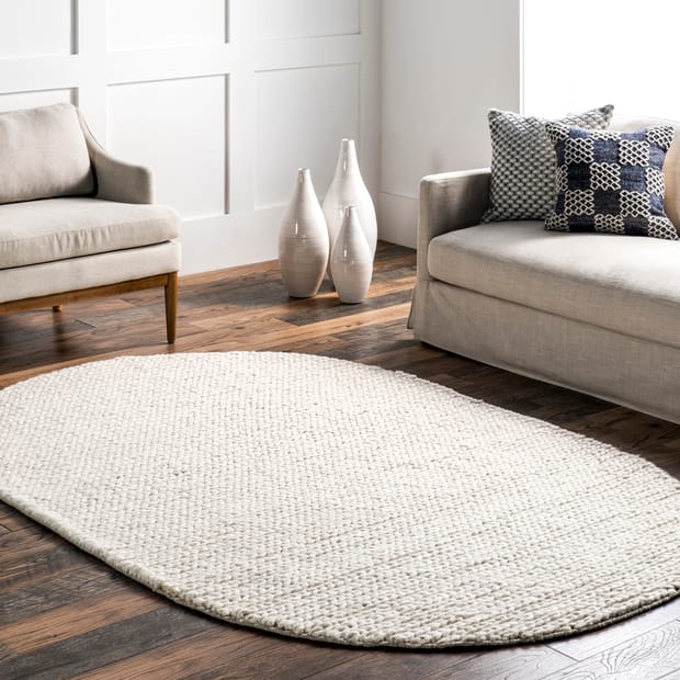 Veronica Wool Braided Off White Rug, Home Goods Rugs 10×14