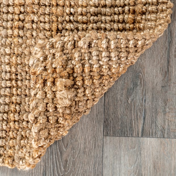 Naturally Textured Handwoven Jute Ribbed Solid Natural Rug