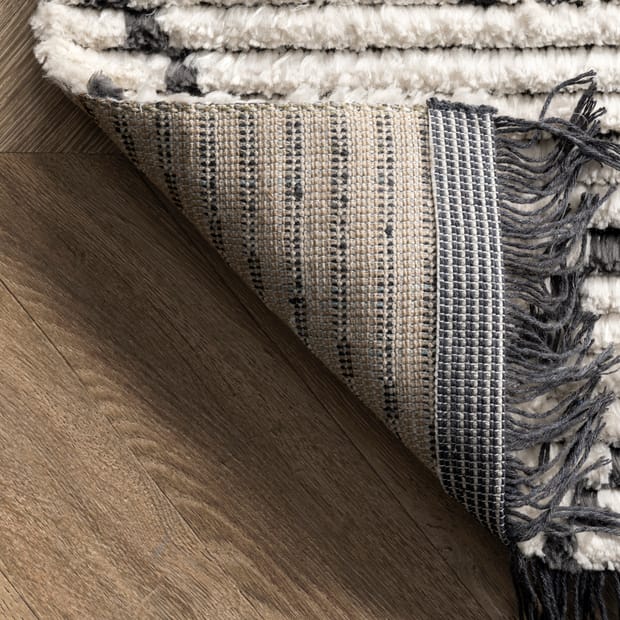 Airydale Modern Tracery Tasseled Beige Rug